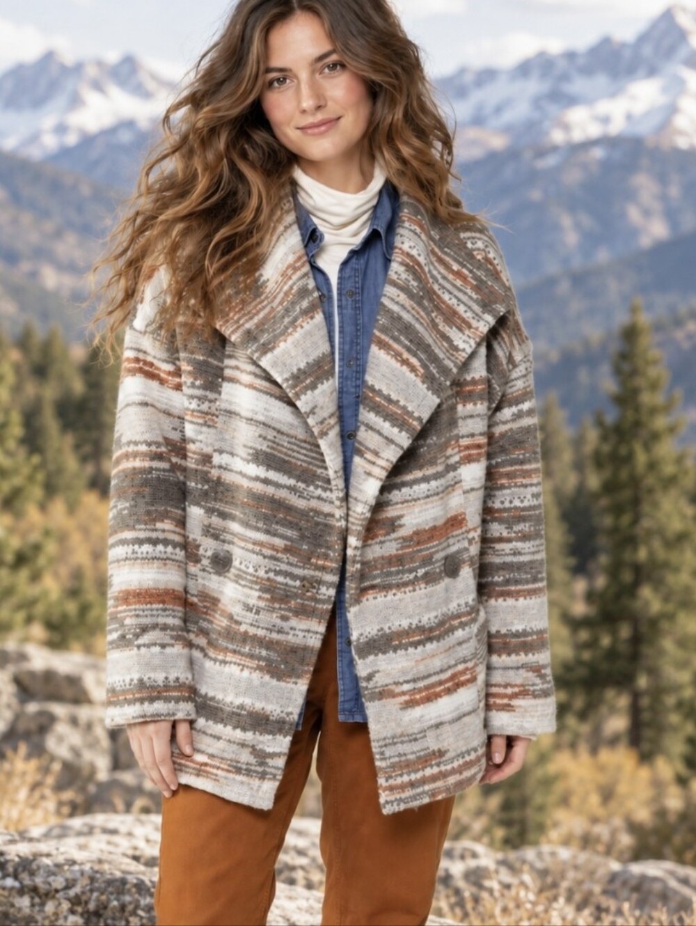 Prana Arria Jacket Wool Blend Southwestern Aztec Oversized Outdoor Sz Small